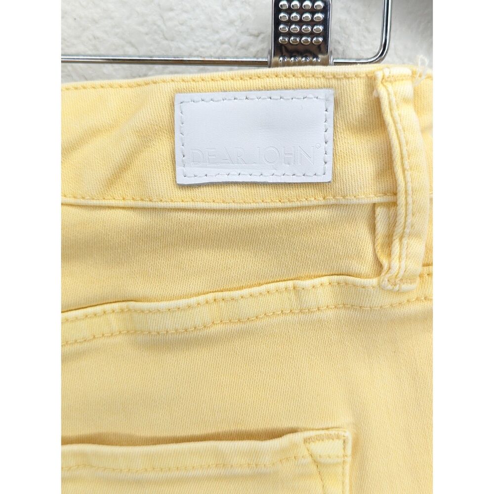 Dear John Ankle Cropped Jeans Size 28 Yellow Raw Hem Spring Summer Unique Denim - Picture 6 of 9